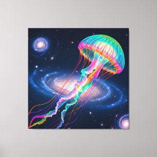 Cosmic Rainbow Jellyfish Canvas Print