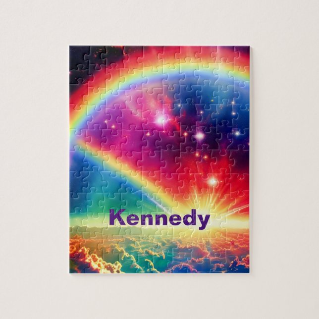 Cosmic Rainbow Over Fantasy Indigo Clouds Scene Jigsaw Puzzle (Vertical)