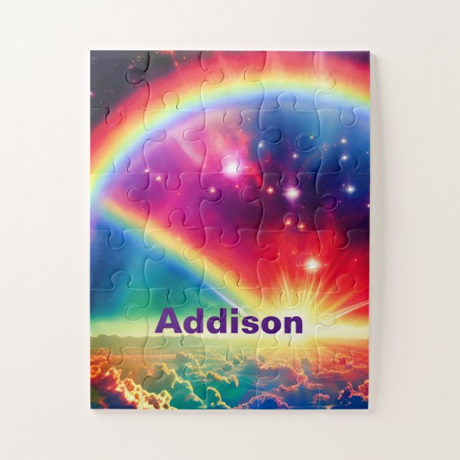 Cosmic Rainbow Over Magical Indigo Clouds Scene Jigsaw Puzzle (Vertical)