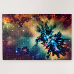 Cosmic Rainbow purple blue yellow red galactic Jigsaw Puzzle