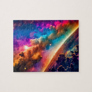 Cosmic Rainbow Shining Clouds in Outer Space Jigsaw Puzzle