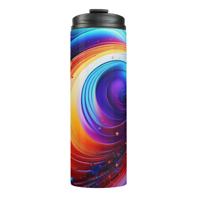 Cosmic Rainbow Swirl Thermal Tumbler (Front)