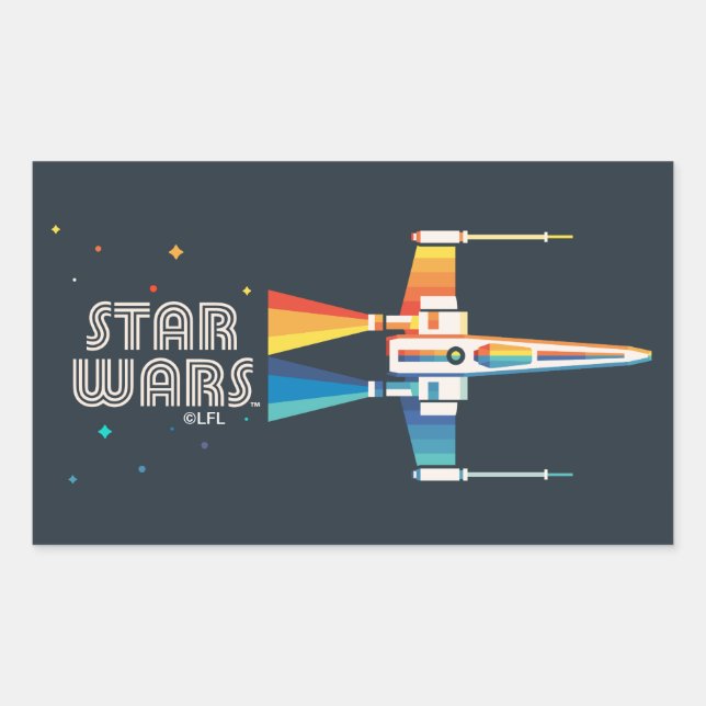Cosmic Rainbow X-Wing Starfighter Sticker (Front)