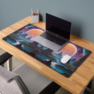 Cosmic Realms: Alien Worlds in Motion Desk Mat