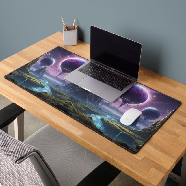 Cosmic Realms: Alien Worlds in Motion Desk Mat (Office 2)
