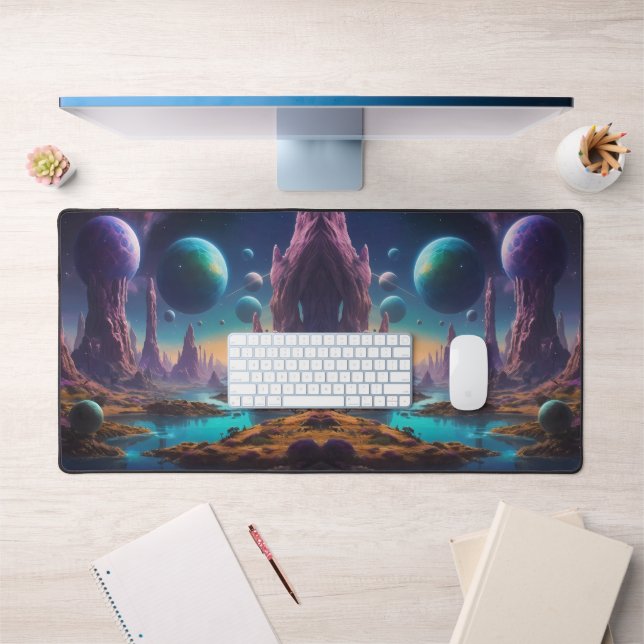 Cosmic Realms: Alien Worlds in Motion Desk Mat (Office 1)