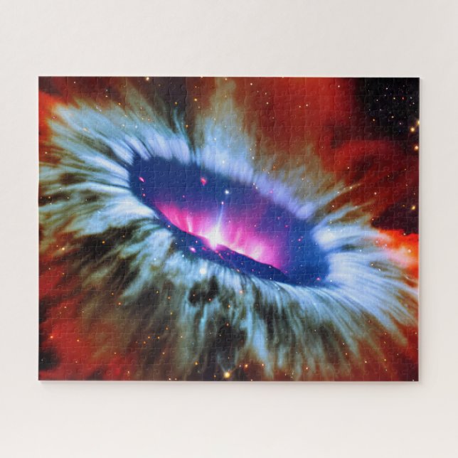 Cosmic red blue and pink blackhole stars exploding jigsaw puzzle (Horizontal)