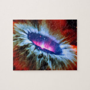 Cosmic red blue and pink explosion in the cosmos jigsaw puzzle