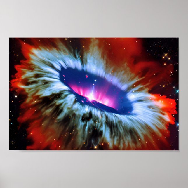 Cosmic Red Blue Explosion Outerspace CosmicArt Poster (Front)