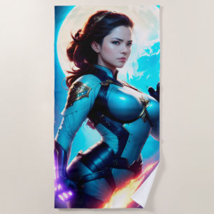 Cosmic Retro 50's Sci-Fi Nova Space Ranger Beach Towel