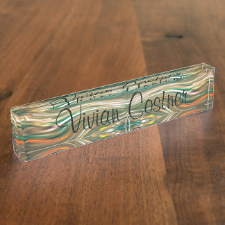 Cosmic River Liquid Crystal Desk Nameplate