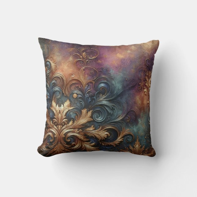 Cosmic Rococo Dreams Throw Pillow (Front)