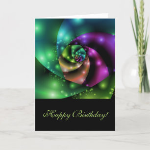 Cosmic Rose Fractal - Birthday Card