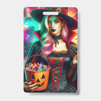 Cosmic Rose Witch Candy Bucket Badge
