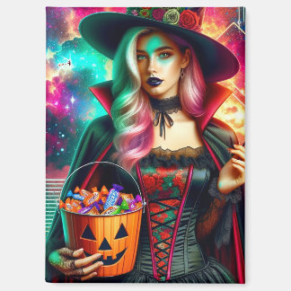 Cosmic Rose Witch Candy Bucket Rectangle Magnet