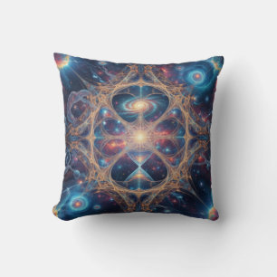 Cosmic Sacred Geometry Galaxy Mandala Art Throw Pillow