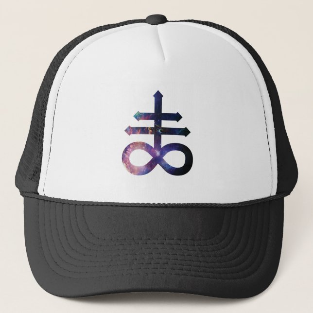 Cosmic Satanic Cross Trucker Hat (Front)