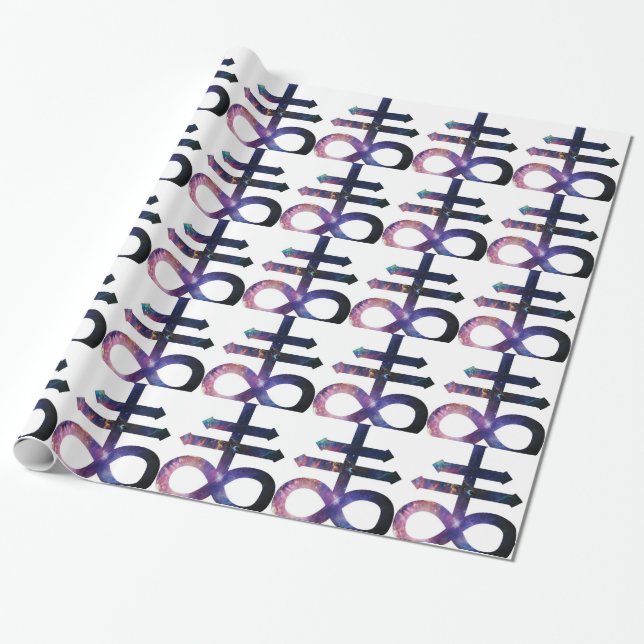 Cosmic Satanic Cross Wrapping Paper (Unrolled)