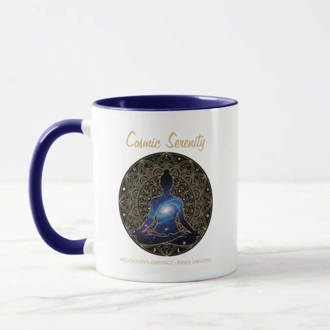 Cosmic Serenity Meditation – Galaxy Mandala  Mug (Left)