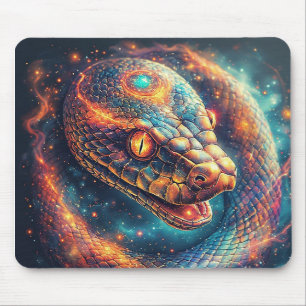 Cosmic Serpent with Glowing Scales Mouse Pad
