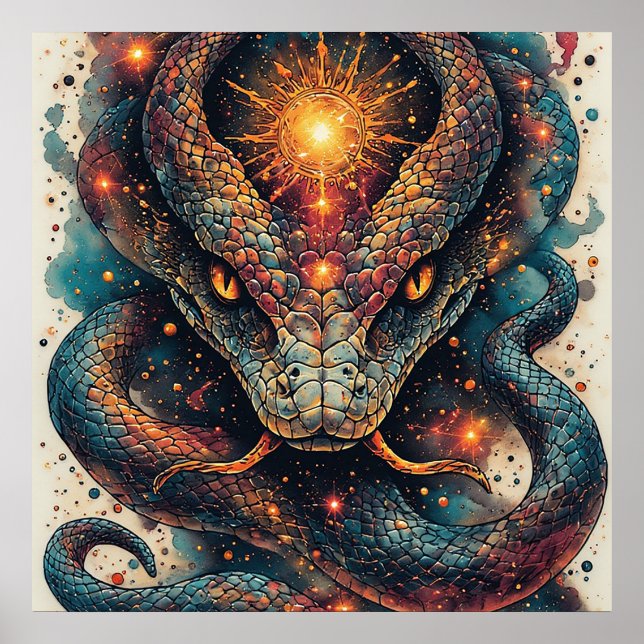 Cosmic Serpent with Glowing Scales Poster (Front)