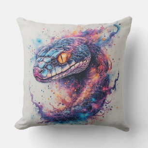 Cosmic Serpent with Glowing Scales Throw Pillow