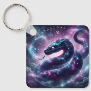 Cosmic Serpent Zodiac Galaxy Astrology Keychain