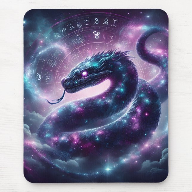 Cosmic Serpent Zodiac Galaxy Astrology Mouse Pad (Front)