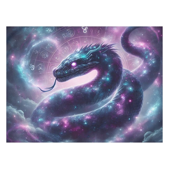Cosmic Serpent Zodiac Galaxy Astrology Tablecloth (Front (Horizontal))