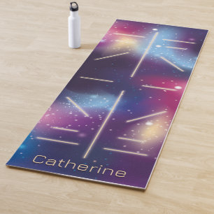 Cosmic Shining Stars Purple Lined Yoga Mat