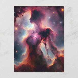 Cosmic Silhouette, Lady-Shaped Nebula and Stars Postcard