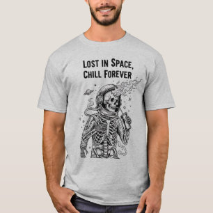 Cosmic Skeleton Astronaut Drinking Soda Dark Spa T-Shirt