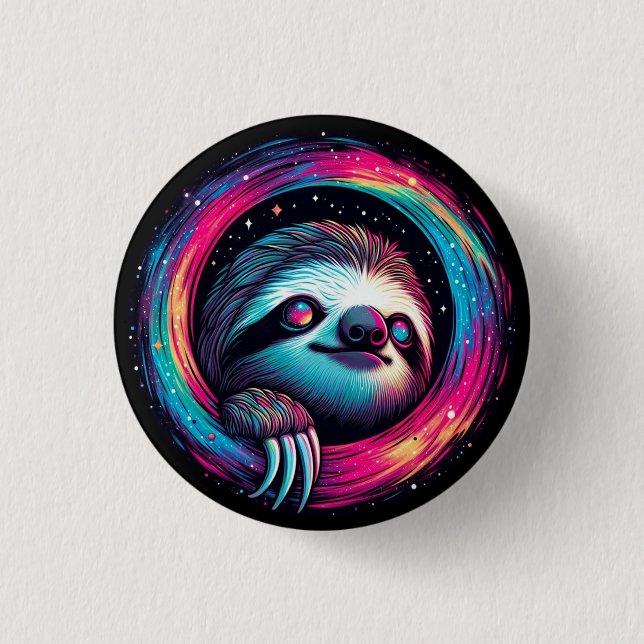 Cosmic Sloth Galaxy Art 1 Inch Round Button (Front)