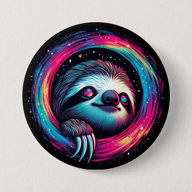 Cosmic Sloth Galaxy Art 3 Inch Round Button (Front)
