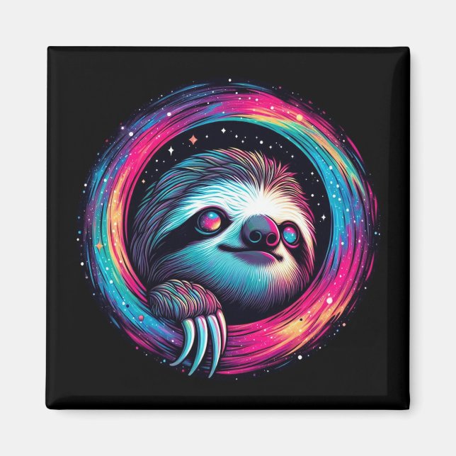 Cosmic Sloth Galaxy Art Magnet (Front)