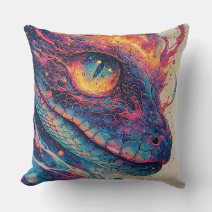 Cosmic Snake Coiled In Vibrant Energy Design 🐍✨ Throw Pillow