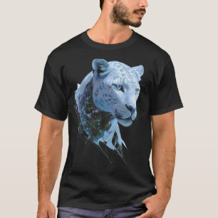 Cosmic Snow Leopard Luxury Abstract Animal Art T-Shirt