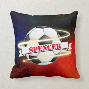 Cosmic Soccer Ball Personalized Throw Pillow
