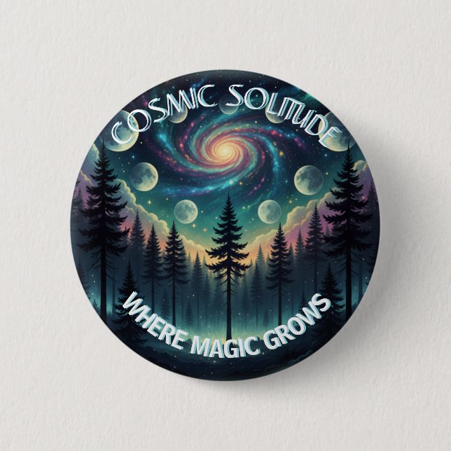 Cosmic Solitude Galaxy Forest • Moon Phases 2 Inch Round Button (Front)