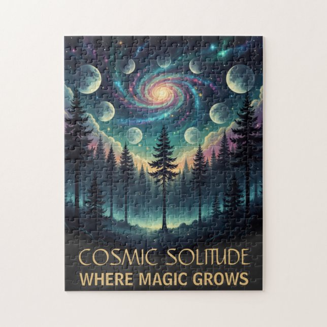 Cosmic Solitude Galaxy Forest • Moon Phases Jigsaw Puzzle (Vertical)