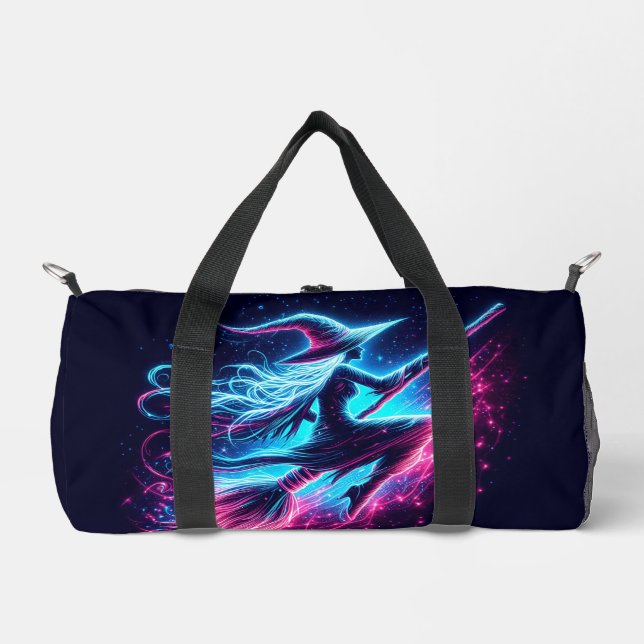 Cosmic Sorcerer: A Journey Through Starlit Myster Duffle Bag (Front)