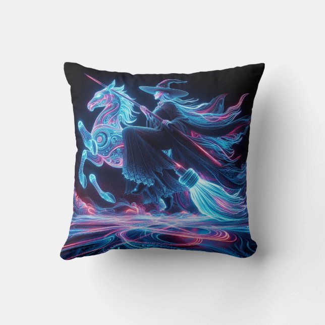 Cosmic Sorcerer: A Journey Through Starlit Myster Throw Pillow (Back)