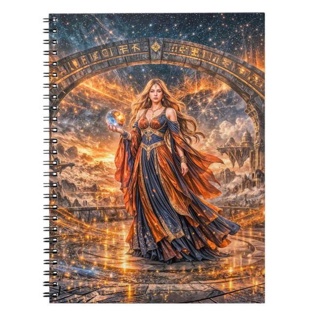 Cosmic Sorceress – Fantasy Spiral Notebook (Front)