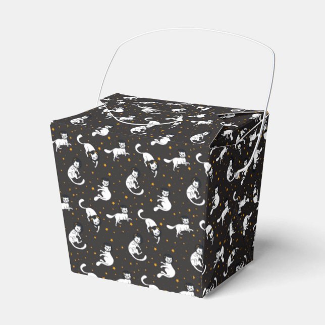 Cosmic space cats and stars pattern favor box (Front Side)
