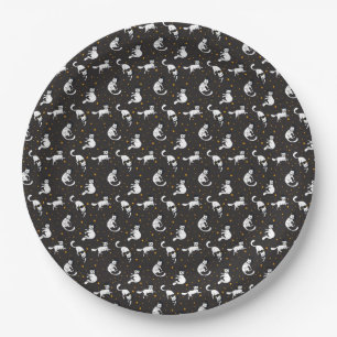 Cosmic space cats and stars pattern paper plate