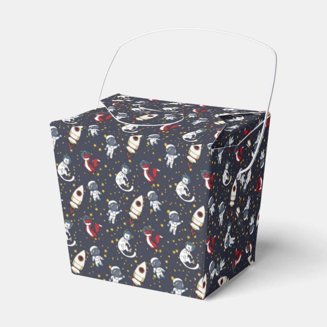 Cosmic space man fox cat stars pattern favor box (Front Side)