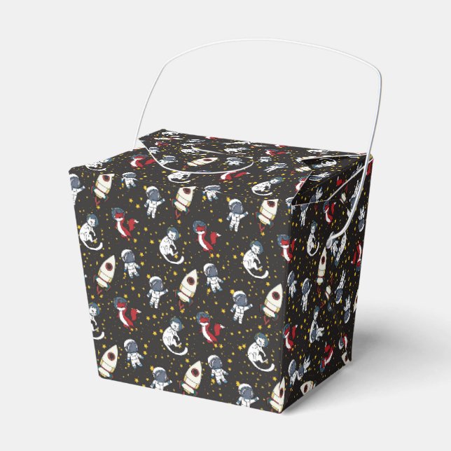 Cosmic space man fox cat stars pattern favor box (Front Side)