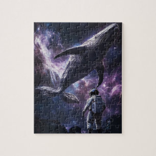 Cosmic Space Whale and Astronaut Nebula Jigsaw Puz Puzzle