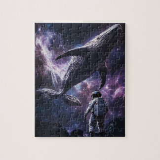 Cosmic Space Whale and Astronaut Nebula Jigsaw Puz Puzzle