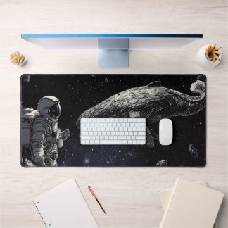 Cosmic Space Whale and Astronaut Surreal Art Desk  Mat